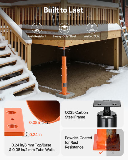 House Floor Jacks, 2 Pack 19-36 Inch Height Range, 18000 lbs Max Load Capacity, Adjustable Support Beam Basement Jack Post Pole for Leveling, Lift Steel Telescoping Post for Temporary Support