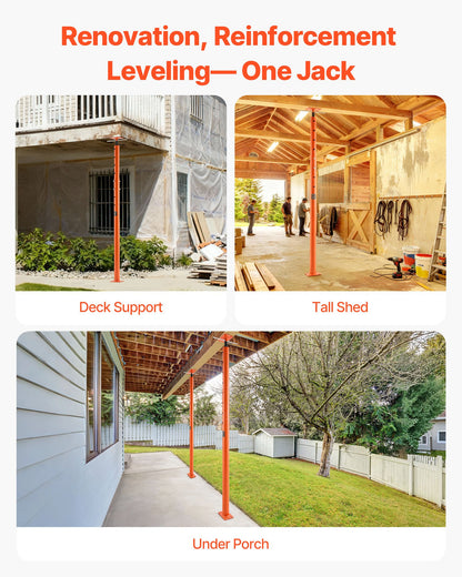 House Floor Jacks, 2 Pack 53-93 Inch Height Range, 18000 lbs Max Load Capacity, Adjustable Support Beam Basement Jack Post Pole for Leveling, Lift Steel Telescoping Post for Temporary Support