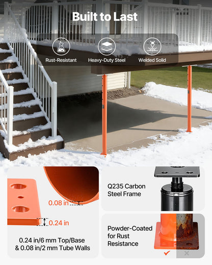 House Floor Jacks, 2 Pack 53-93 Inch Height Range, 18000 lbs Max Load Capacity, Adjustable Support Beam Basement Jack Post Pole for Leveling, Lift Steel Telescoping Post for Temporary Support