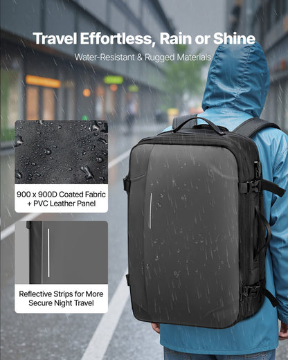 Vacuum Travel Backpack, 65L, Expandable Vacuum Seal Compression Travel Backpack with Pump, with TSA-Approved Lock, Airback Vacpack, Water-Resistant Carry-On Suitcase Luggage, for Business, Gray
