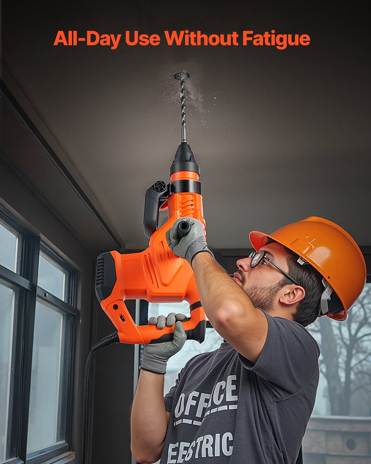 Corded Hammer Drill, 1600W 175-350RPM Electric Demolition Drills, 2-Inch SDS-Max Rotary Hammer Driver, 3 Functions Chipping Power Tool Kit for Concrete, Drilling Wood Plastic