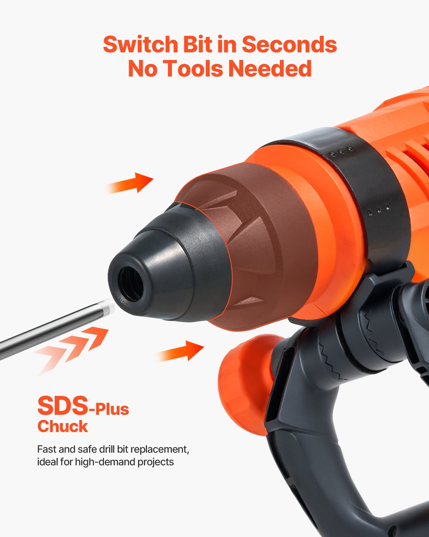 Corded Hammer Drill, 1600W 175-350RPM Electric Demolition Drills, 2-Inch SDS-Max Rotary Hammer Driver, 3 Functions Chipping Power Tool Kit for Concrete, Drilling Wood Plastic