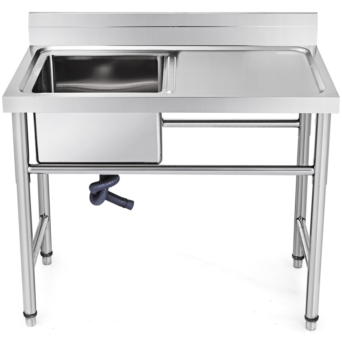 Handgjord diskbänk Icke-magnetisk diskbänk i rostfritt stål Handgjord 1 fack 16 x 15,5 x 10 tum Kapacitet Enormt diskbänk med höger plattform för Farmhouse Cafe Shop Hospital