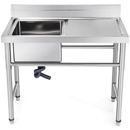 Handgjord diskbänk Icke-magnetisk diskbänk i rostfritt stål Handgjord 1 fack 16 x 15,5 x 10 tum Kapacitet Enormt diskbänk med höger plattform för Farmhouse Cafe Shop Hospital