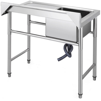 Handgjord diskbänk Icke-magnetisk diskbänk i rostfritt stål Handgjord 1 fack 16 x 15,5 x 10 tum Kapacitet Enormt diskbänk med höger plattform för Farmhouse Cafe Shop Hospital