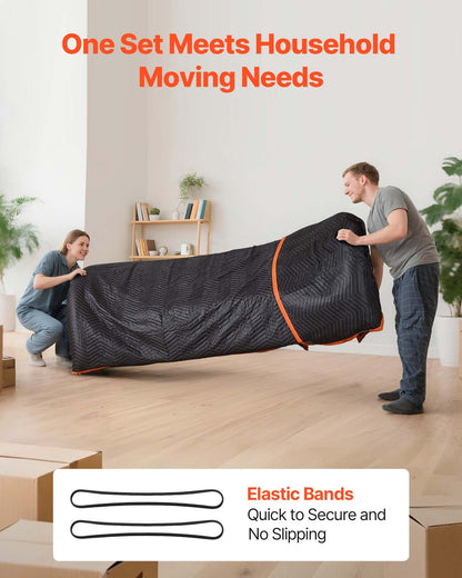 Moving Blankets 6 Pcs, 72 x 40 in (32 lbs/dz) Large Packing Blankets with Cotton Filling, Heavy Duty Nonwoven Fabric Padded Moving Blanket for Shipping, Wrapping, Protecting Furniture