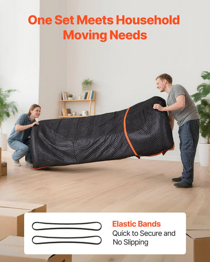 Moving Blankets 12 Pcs, 72 x 40 in (32 lbs/dz) Large Packing Blankets with Cotton Filling, Heavy Duty Nonwoven Fabric Padded Moving Blanket for Shipping, Wrapping, Protecting Furniture