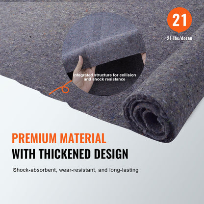 Moving Blankets, 72" x 54", 21 lbs/dz Weight, 12 Packs, Professional Recycled Cotton Packing Blanket, Large Heavy Duty Transport Mover Pads Perfect for Protecting Furniture, Floors, Appliances