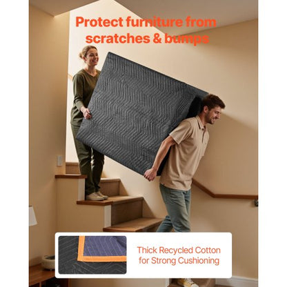 Flyttfiltar 6 st, 2032 x 1829 mm (15,9 kg/dz) Stora packfiltar med bomullsfyllning, kraftig non-woven vadderad flyttfilt för frakt, inslagning, skydd av möbler |  EU