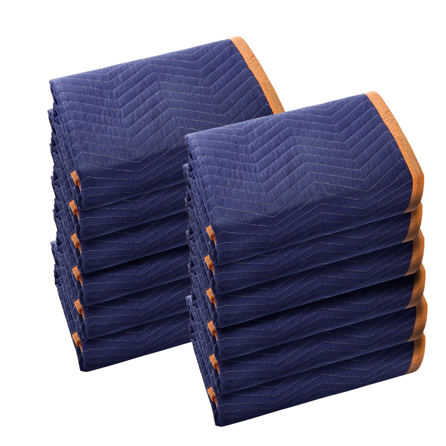 Moving Blankets, 80" x 72", 35 lbs/dz Weight, 12 Pack, Professional Non-Woven and Recycled Cotton Blanket, Heavy Duty Moving Mats to Protect Furniture, Floors, Appliances, Blue/Orange