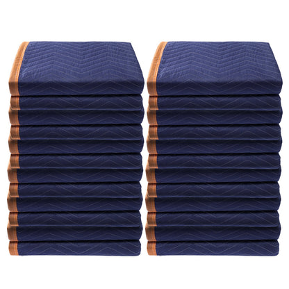 Moving Blankets, 80" x 72", 35 lbs/dz Weight, 12 Pack, Professional Non-Woven and Recycled Cotton Blanket, Heavy Duty Moving Mats to Protect Furniture, Floors, Appliances, Blue/Orange
