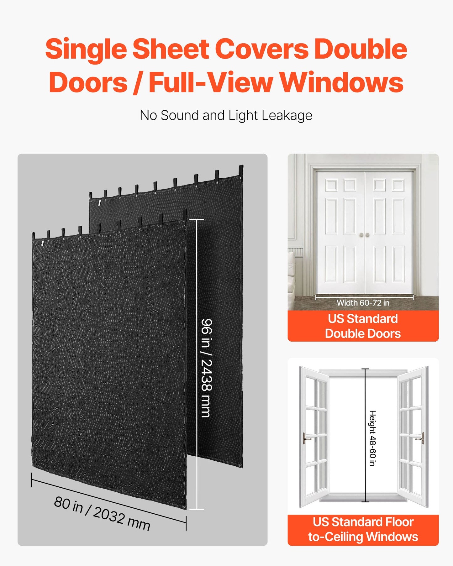 2 Pcs Sound Dampening Blankets, Soundproof Curtains with 96 x 80 in, Soundproof Blanket with Grommets, Studio Grommeted Blanket, for Window, Door, Light Blocker, Music Recording, Black