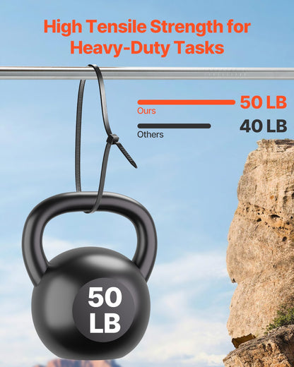 1000 Pack Cable Zip Ties, 12-inch Heavy Duty Cable Wire Ties with 50LBS High Tensile Strength, Multi-Purpose Self-Locking Nylon Tie Wraps, Heat & Cold Resistant for Indoor and Outdoor Use