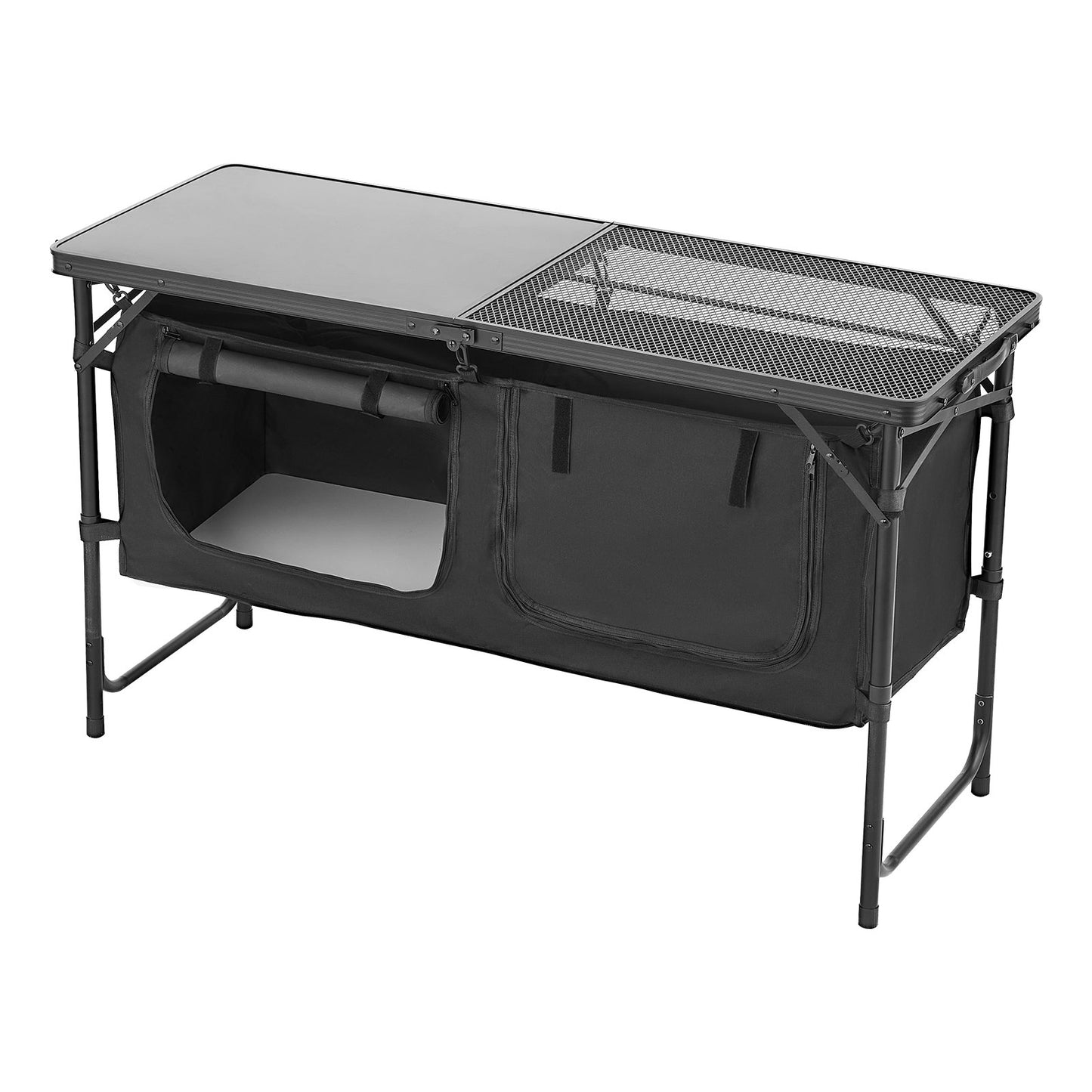 Camping Kitchen Table Foldable Portable Adjustable Cooking Station Storage