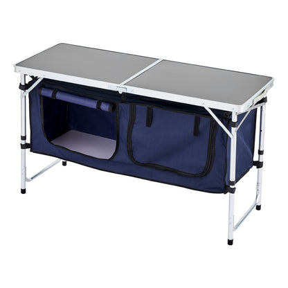 Camping Kitchen Table Foldable Portable Cook Station 3 Adjustable Heights