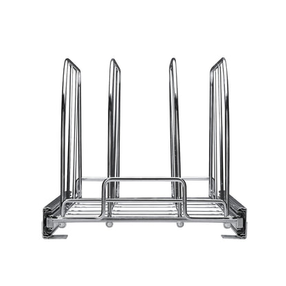 Panna och grytställ, utdragbar utdragbar organisering under skåpet, organisering av bakplåtsplåtar, justerbara trådavdelare, stållockshållare för förvaring av köksskåp och skafferi,