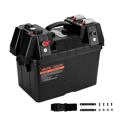 Battery Box, Group 24/31 Trolling Motor Battery Box, 12V/24V Marine Batteries Case with PP Shell and Dual Straps, Smart Batteries Case, Suitable for Trolling Motor, Marine,RV & Solar Panel