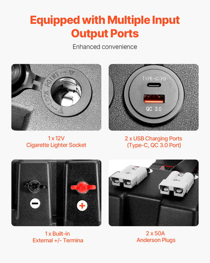 Battery Box, Group 24/31 Trolling Motor Battery Box, 12V/24V Marine Batteries Case with PP Shell and Dual Straps, Smart Batteries Case, Suitable for Trolling Motor, Marine,RV & Solar Panel