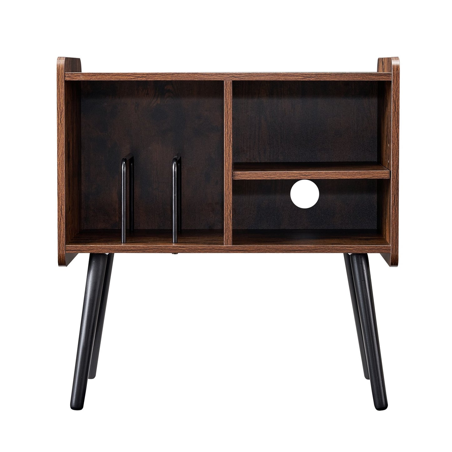 Record Player Stand, Turntable Stand Holds Up to 100 Albums, Vintage Vinyl Record Cabinet with Removable Shelves, Record Player Table with Adjustable Height for Living Room, Bedroom, Brown