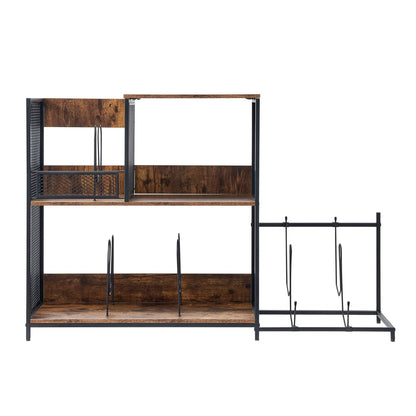 Plattenspielerständer 3-stufiger Metall-Plattenspieler mit Gitarrenablage Schwarz