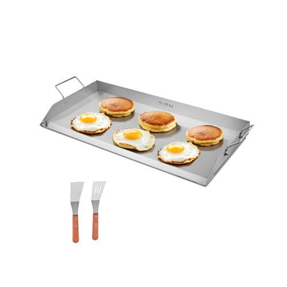 Stainless Steel Griddle, 32x16 inch Universal Flat Top Rectangular Plate, Gas Grill Griddle for BBQ Grill, Teppanyaki, Portable Family Cookware with Handle, for Camping Tailgating Party