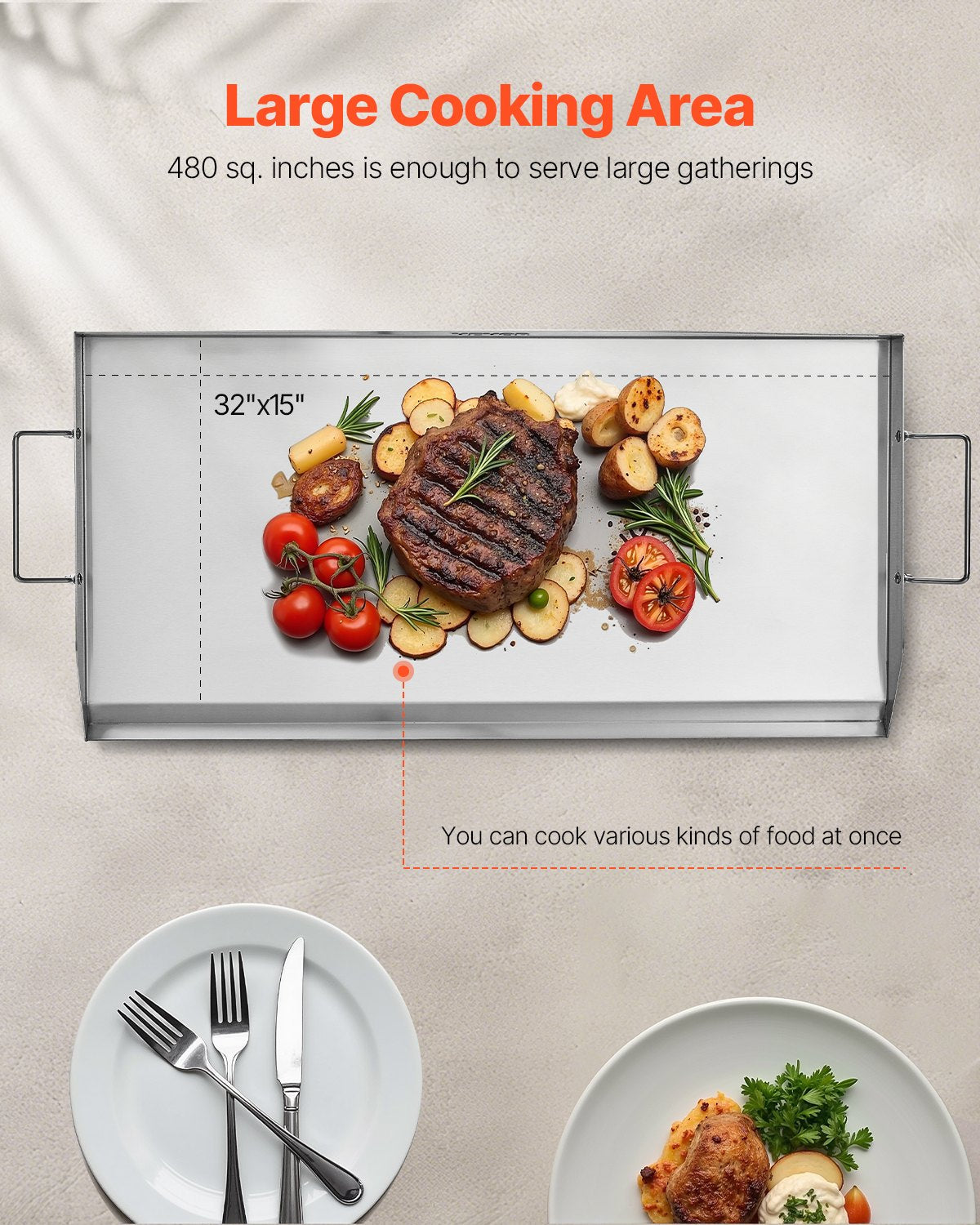 32x16 in Edelstahl Flache Grill Platte Universal BBQ Grill Pan Küche Utensilien