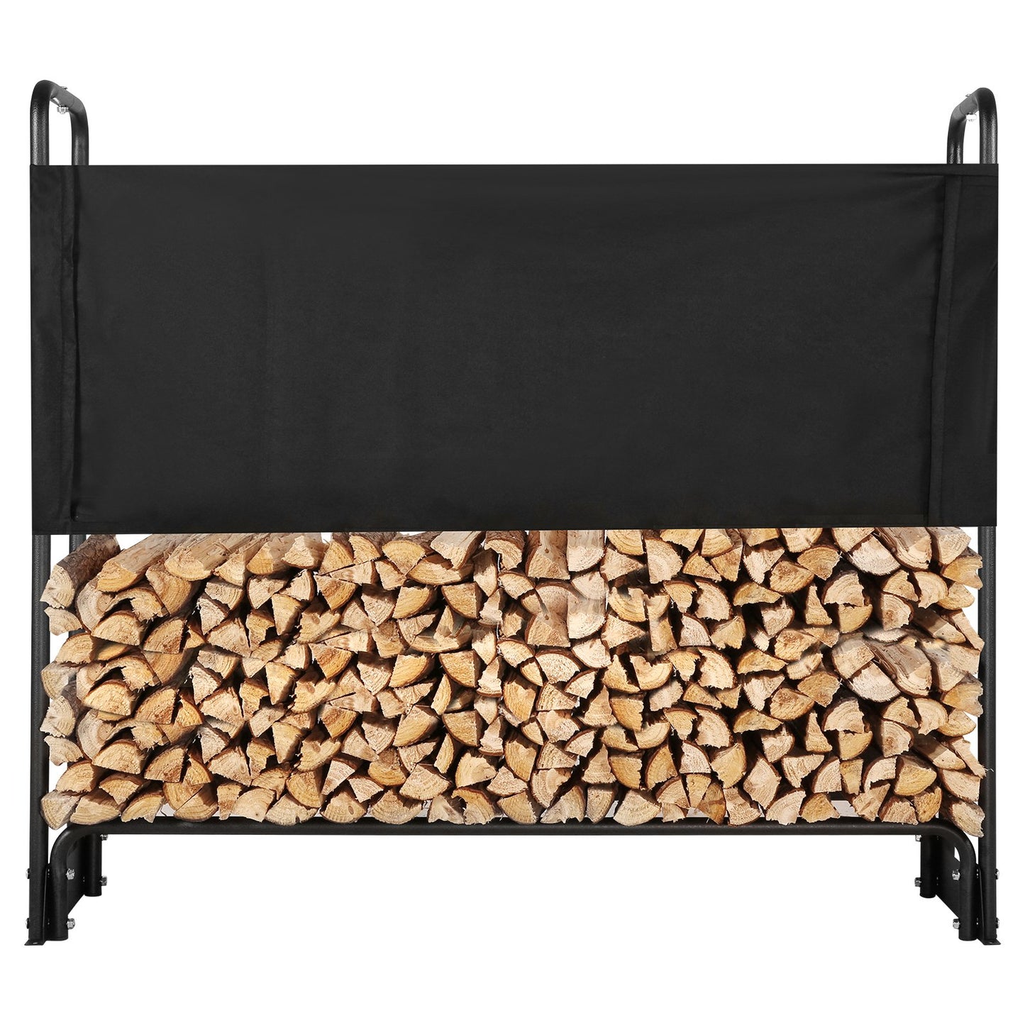 4.3 FT Outdoor Firewood Rack with Lid, 52x14.2x46.1 Inch, Heavy Duty Firewood Holder &amp; 600D Oxford Waterproof Lid for Fireplace, Patio, Indoor/Outdoor Log Storage Rack for 1/4 Cord Firewood