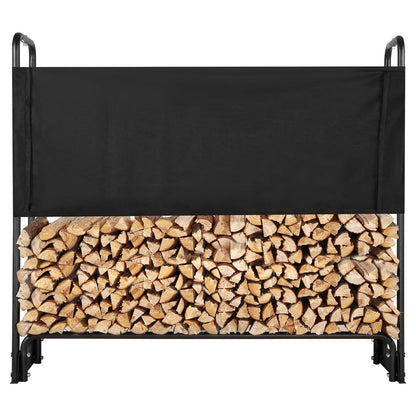 4.3 FT Outdoor Firewood Rack with Lid, 52x14.2x46.1 Inch, Heavy Duty Firewood Holder &amp; 600D Oxford Waterproof Lid for Fireplace, Patio, Indoor/Outdoor Log Storage Rack for 1/4 Cord Firewood