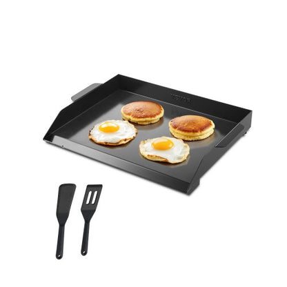Carbon Steel Griddle, 22x16 inch Universal Flat Top Rectangular Plate, Gas Grill Griddle for BBQ Grill, Teppanyaki, Portable Family Cookware, for Camping Tailgating Party, Black