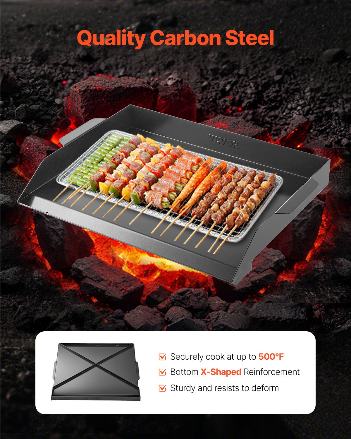 22x16 in Flat Top Griddle Carbon Steel Universal BBQ Grill Pan Kochgeschirr