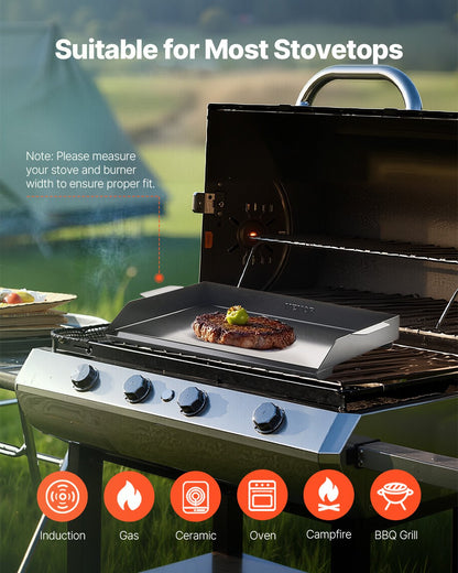 22x16 in Flat Top Griddle Carbon Steel Universal BBQ Grill Pan Kochgeschirr