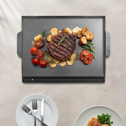 Carbon Steel Griddle, 22x16 inch Universal Flat Top Rectangular Plate, Gas Grill Griddle for BBQ Grill, Teppanyaki, Portable Family Cookware, for Camping Tailgating Party, Black