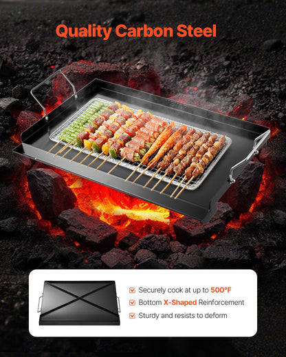 24x16 in Flat Top Griddle Carbon Steel Universal BBQ Grill Pan Kochgeschirr