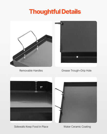 24x16 in Flat Top Griddle Carbon Steel Universal BBQ Grill Pan Kochgeschirr