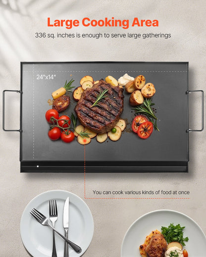 24x16 in Flat Top Griddle Carbon Steel Universal BBQ Grill Pan Kochgeschirr