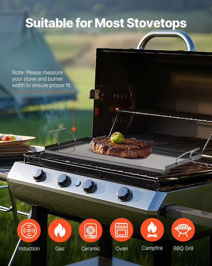 24x16 in Flat Top Griddle Carbon Steel Universal BBQ Grill Pan Kochgeschirr