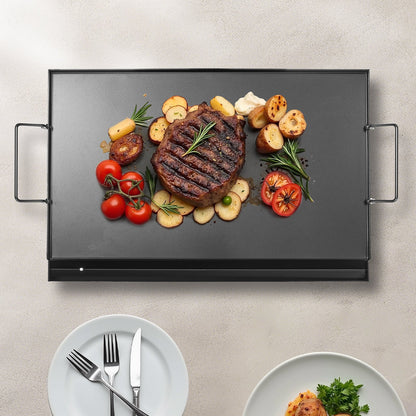 Carbon Steel Griddle, 24x16 inch Universal Flat Top Rectangular Plate, Gas Grill Griddle for BBQ Grill, Teppanyaki, Portable Family Cookware with Handle, for Camping Tailgating Party