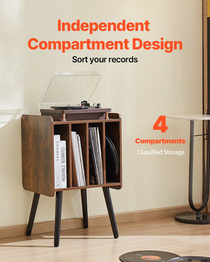 Record Player Stand 2-Tier Wood Vinyl Record Stand upp till 100 album Brun