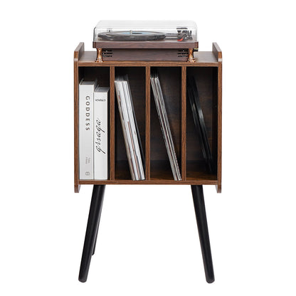 Record Player Stand 2-Tier Wood Vinyl Record Stand upp till 100 album Brun