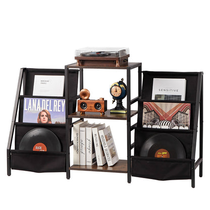 3-stufiger Plattenspielerständer, Metall, Schallplattenständer, bis zu 280 Alben, Schwarz
