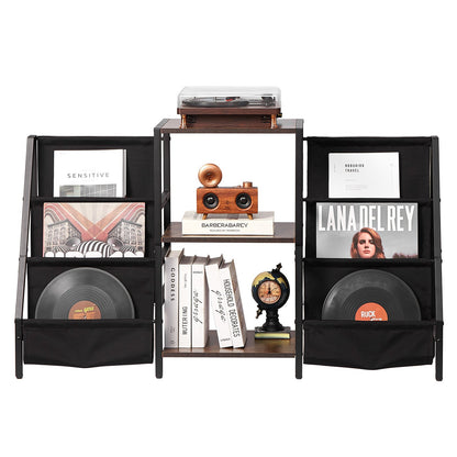 3-stufiger Plattenspielerständer, Metall, Schallplattenständer, bis zu 280 Alben, Schwarz