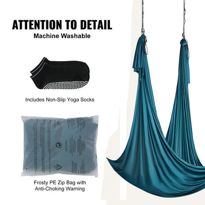 Aerial Silk &amp; Yoga-Schaukel, 11 Yards, Aerial-Yoga-Hängematten-Set mit 100 g/m² Nylongewebe, komplette Takelage-Hardware und einfache Installationsanleitung, Anti-Schwerkraft-Fliegen für Fitness-Bodybuilding aller Niveaus, Grün