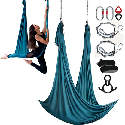Aerial Silk &amp; Yoga-Schaukel, 11 Yards, Aerial-Yoga-Hängematten-Set mit 100 g/m² Nylongewebe, komplette Takelage-Hardware und einfache Installationsanleitung, Anti-Schwerkraft-Fliegen für Fitness-Bodybuilding aller Niveaus, Grün