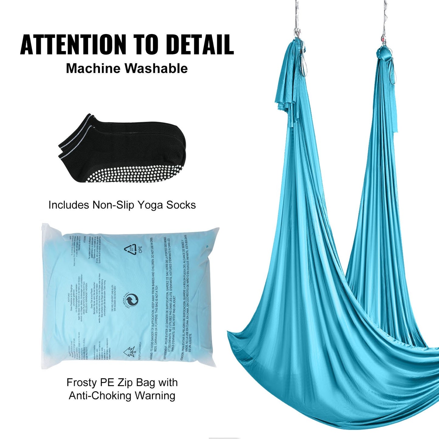 Aerial Silk &amp; Yoga-Schaukel, 11 Yards, Aerial-Yoga-Hängematten-Set mit 100 g/m² Nylongewebe, kompletter Takelage-Hardware und einfacher Installationsanleitung, Anti-Schwerkraft-Fliegen für Fitness-Bodybuilding aller Niveaus, Blau