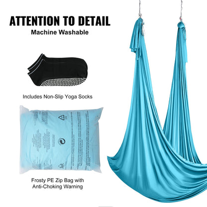 Aerial Silk &amp; Yoga-Schaukel, 11 Yards, Aerial-Yoga-Hängematten-Set mit 100 g/m² Nylongewebe, kompletter Takelage-Hardware und einfacher Installationsanleitung, Anti-Schwerkraft-Fliegen für Fitness-Bodybuilding aller Niveaus, Blau