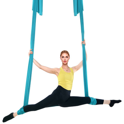 Aerial Silk &amp; Yoga-Schaukel, 11 Yards, Aerial-Yoga-Hängematten-Set mit 100 g/m² Nylongewebe, kompletter Takelage-Hardware und einfacher Installationsanleitung, Anti-Schwerkraft-Fliegen für Fitness-Bodybuilding aller Niveaus, Blau