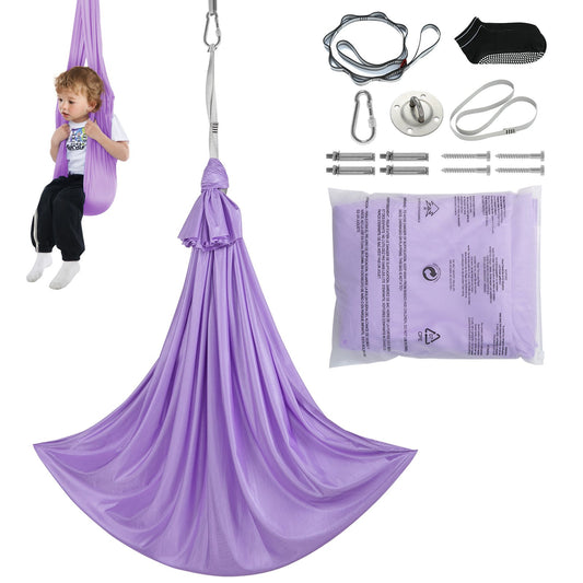 Sensory Swing för barn, 3,1 yards, Therapy Gunga för barn med särskilda behov, Cuddle Swing inomhus Utomhus Hängmatta för barn och vuxna med autism, ADHD, Aspergers, sensorisk integration, lila