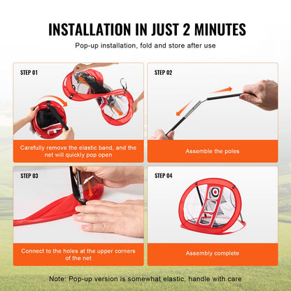 Golf Chipping Net, Pop Up Golf Practice Net, Portable Indoor Outdoor Home Golf Hitting Aid Net with Target and Carrying Bag, for Backyard Driving Training Swing, Gift for Men, Golf Lovers, Red