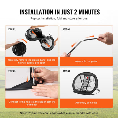 Golfchip-Netz, Pop-Up-Golf-Trainingsnetz, tragbares Golf-Schlaghilfenetz für drinnen und draußen mit Zielscheibe/Matte/Bällen/T-Shirt/Tragetasche, für den Trainingsschwung auf der Driving Range im Hinterhof, Geschenk für Männer, Schwarz