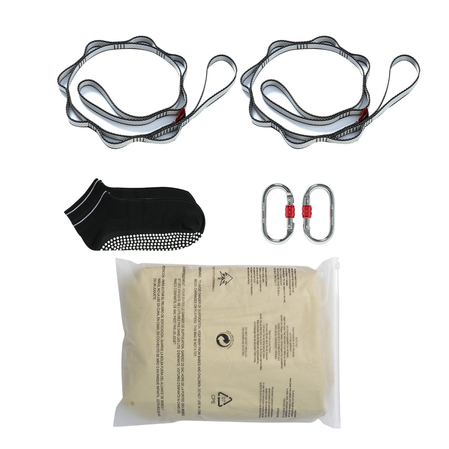 Aerial Yoga Hängmatta & Swing, 4,4 Yards, Aerial Yoga Starter Kit med 100gsm nylontyg, Full Rigging Hårdvara & Enkel installationsguide, Antigravity Flying för alla nivåer Fitness Bodybuilding, Guld